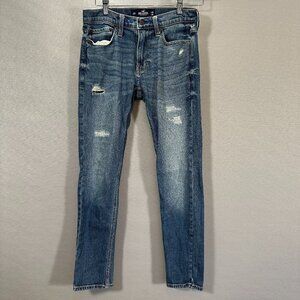 Hollister Jeans Mens 28 Skinny Epic Flex Medium Wash Cotton Pockets Distressed